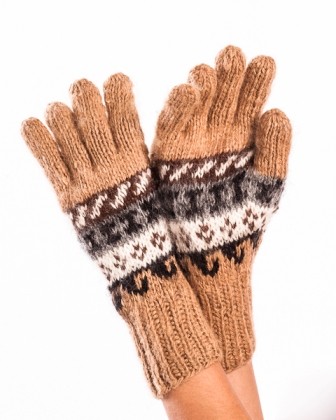 Alpakahandschuhe mit Rautenmuster M
