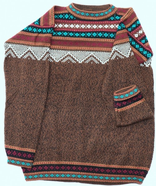 Pullover Schneeflocke braun melliert